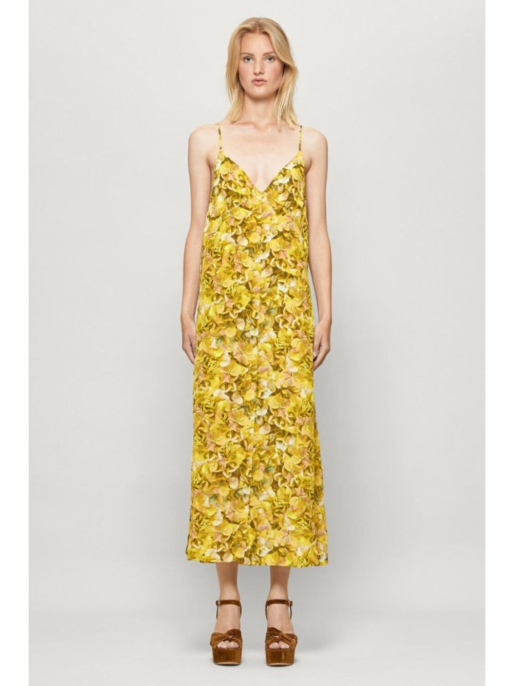 🆕BAUM UND PFERDGARTEN Abiella Spaghetti Strap Maxi Dress Yellow EU 38, US 8